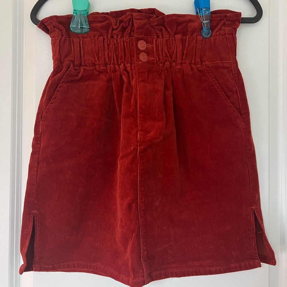 Shine star corduroy orange button skirt Size L